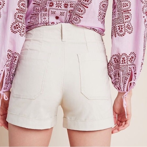 Anthropologie Megan High Rise Patch Pocket Shorts. Tan. Size 29. - Picture 13 of 13